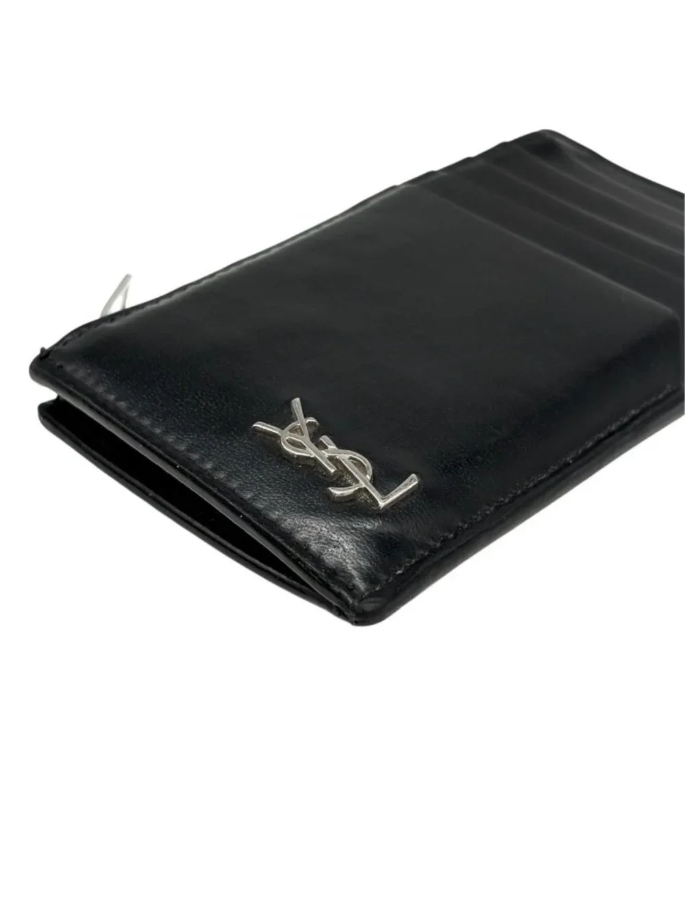 Saint Laurent Paris Fragment Case Cassandra Coin Purse Card Leather Black YSL